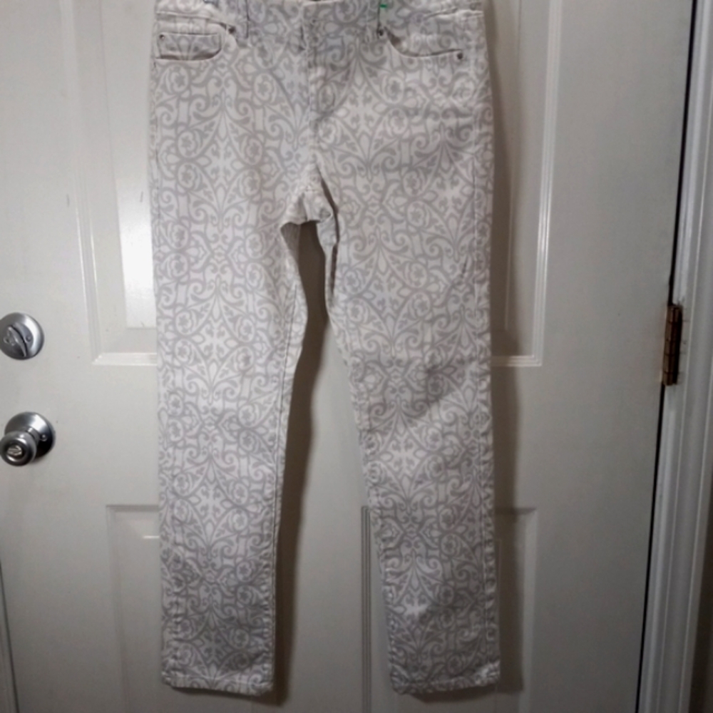 WhiteHouse/Blackmore, White&Toupe Blanc Jeans. Sz 4 R. 28/28 Straight - Picture 2 of 8